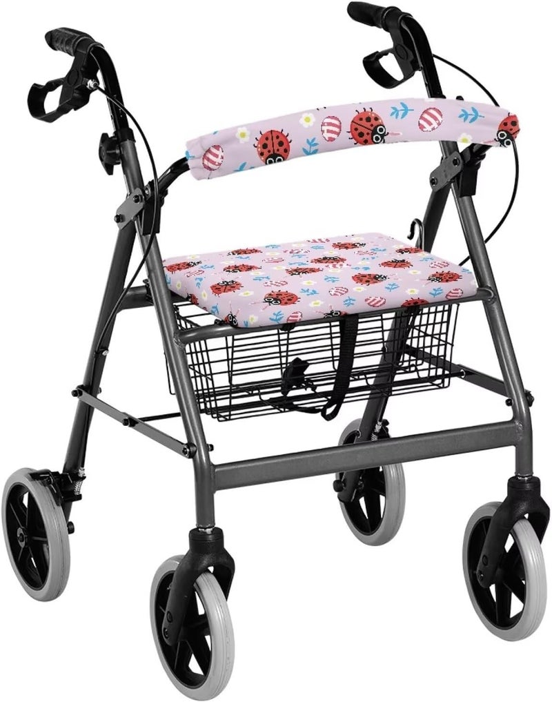 Vanideaoty Ladybug Walker Accessories Flower Accessories for Rollator Soft and Breathable Drive Rollator Decor for Seniors with Seat Gift Covers - Image 1